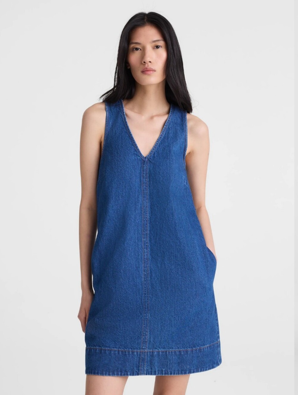 Madewell Denim V-Neck Sleeveless Mini Dress OA011 Size XL Cotton